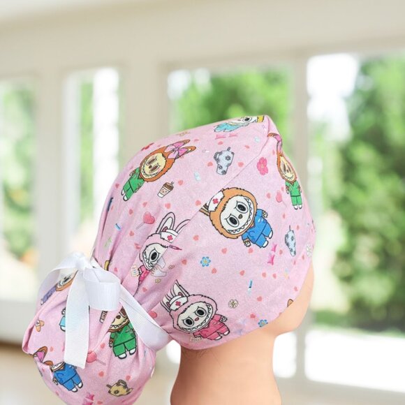 Premium Cute Monster Healthcare~ Ponytail Scrub Cap, Surgical Hat, CNA, Gifts - Picture 4 of 5
